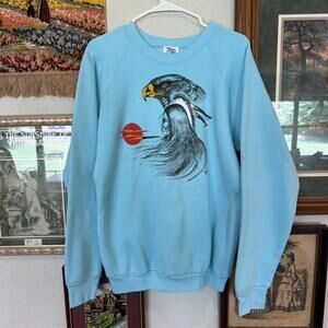 Vintage 80s RARE Eagle Sun Native American Spirit 1986 Tiger Sweatshirt Size XL